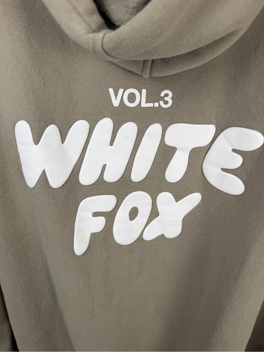 White Fox Boutique Olive Green Hoodie with White Logo